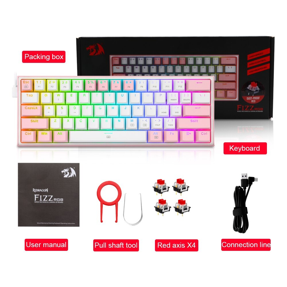 Redragon K617 Fizz Mechanical Gaming Keyboard Outemu Switch