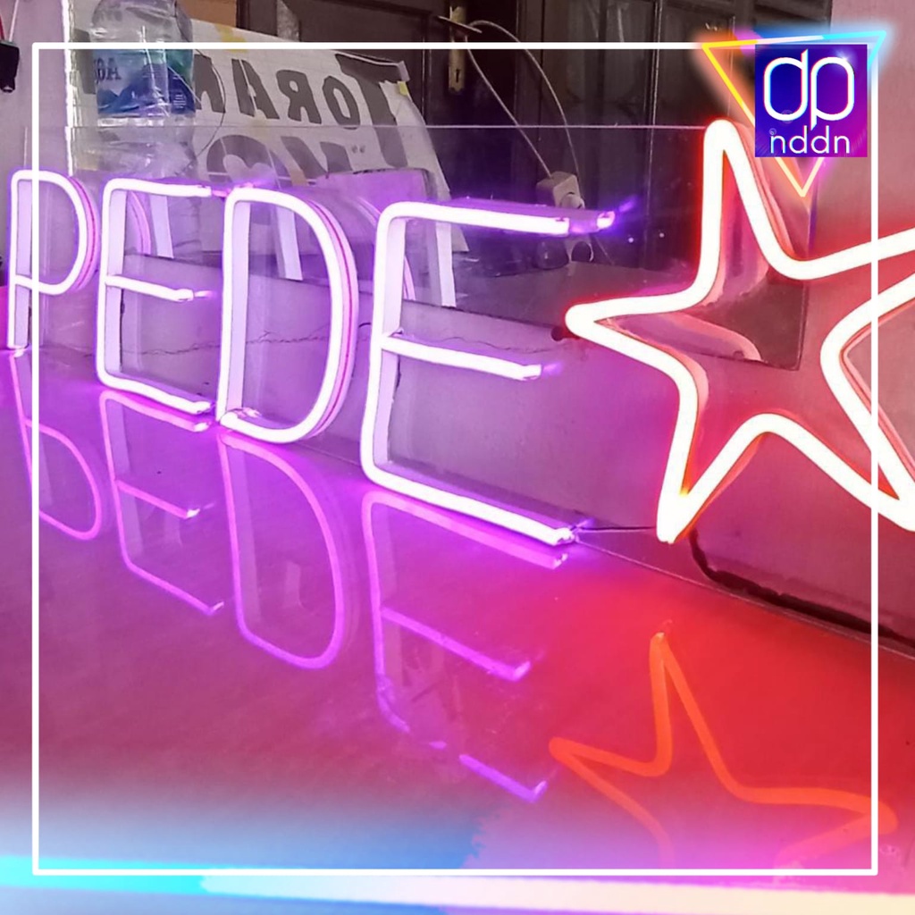 Lampu Hias Neon Flex Custom 4 Huruf + 1 Emoji