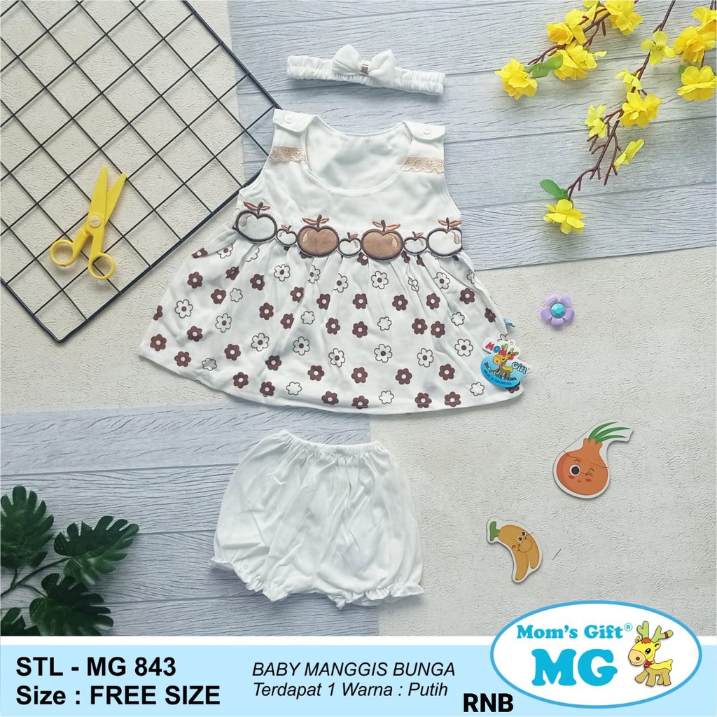 MOMS GIFT SETELAN BAJU ANAK/ROK ANAK MOTIF MANGGIS FLOWER + BANDO