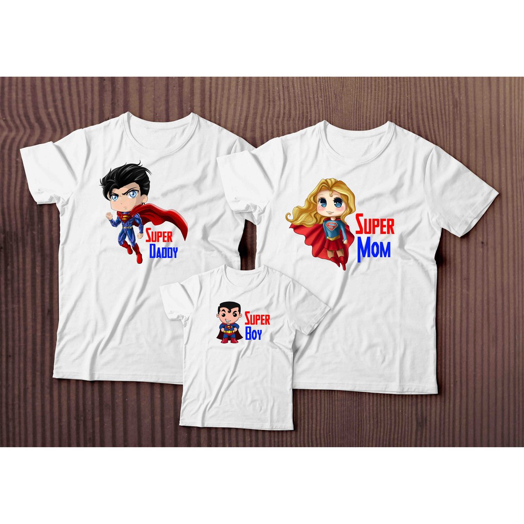Kaos Family | Keluarga | Baju Couple | Ultah | superman | tambah / edit nama / tulisan
