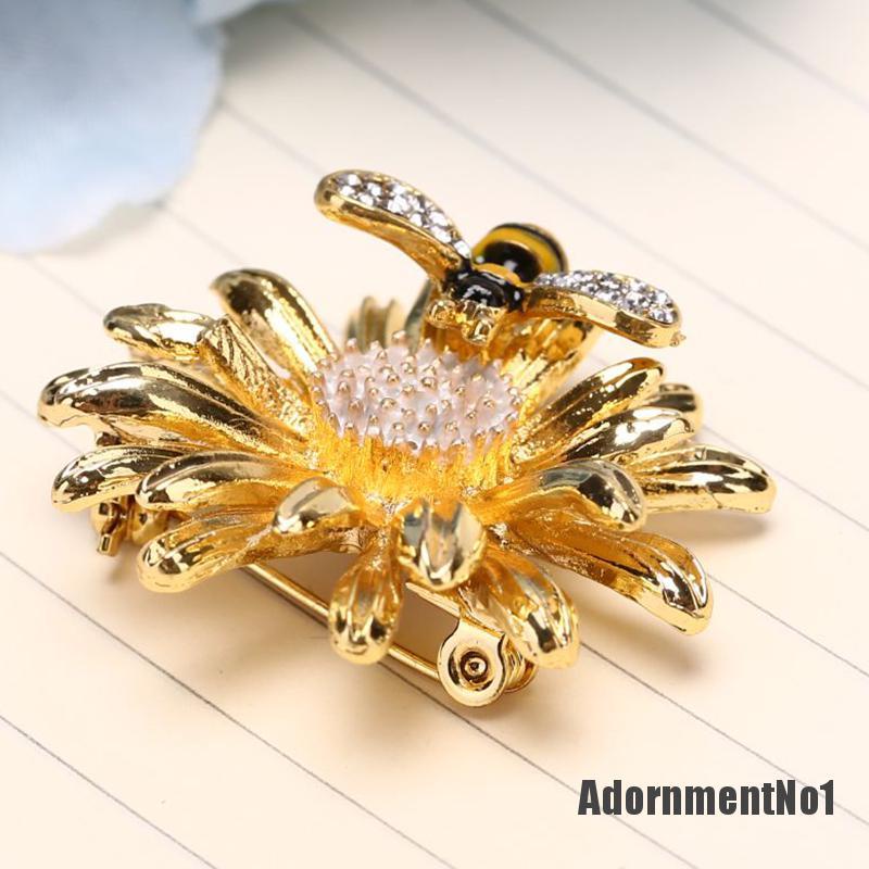 (Adornmentno1) Bros / Pin Motif Bunga Daisy + Lebah Madu Untuk Aksesoris Wanita