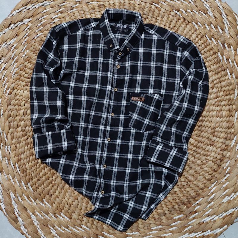 Kemeja Flanel Pria Wanita Lengan Panjang Oversize Motif Kotak Kotak Unisex-Casual 07