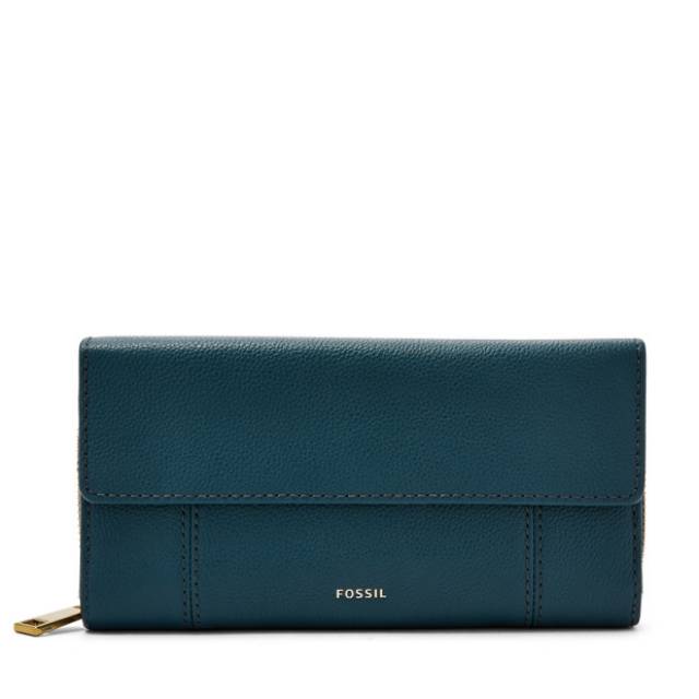 FOSSIL ORIGINAL JORI RFID FLAP WALLET TEAL