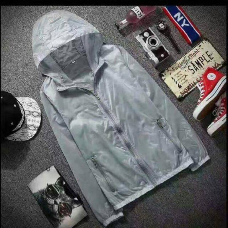 Jaket Sepeda Wanita Korea Style Jacket Jogging Anti UV Import Cepat Kering Maystar Jaket1-Abu