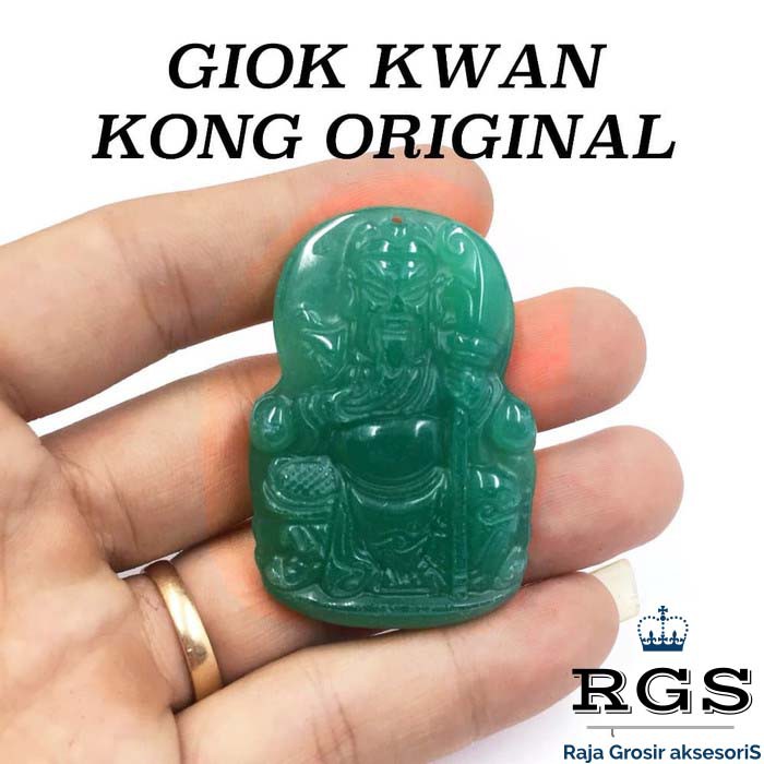 LIONTIN BATU GIOK BURMA NATURAL MOTIF KWAN KONG GRADE B