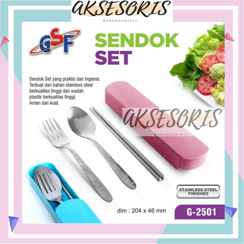 SENDOK GARPU SUMPIT GSF G-2501 / ALAT MAKAN SET STAINLESS STEEL DENGAN KOTAK TEMPAT SENDOK GSF G 2501 / GSF 2501 / GSF G-2501