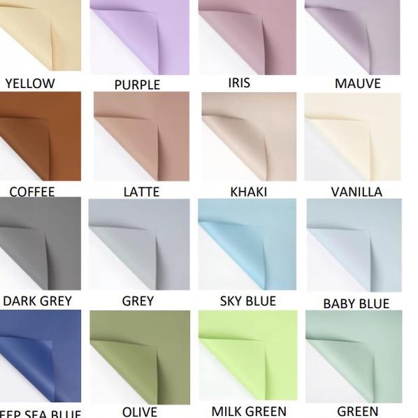 

kertas bunga (20 lembar) Korean doff color cellophane/wrapping paper/kertas bunga murah