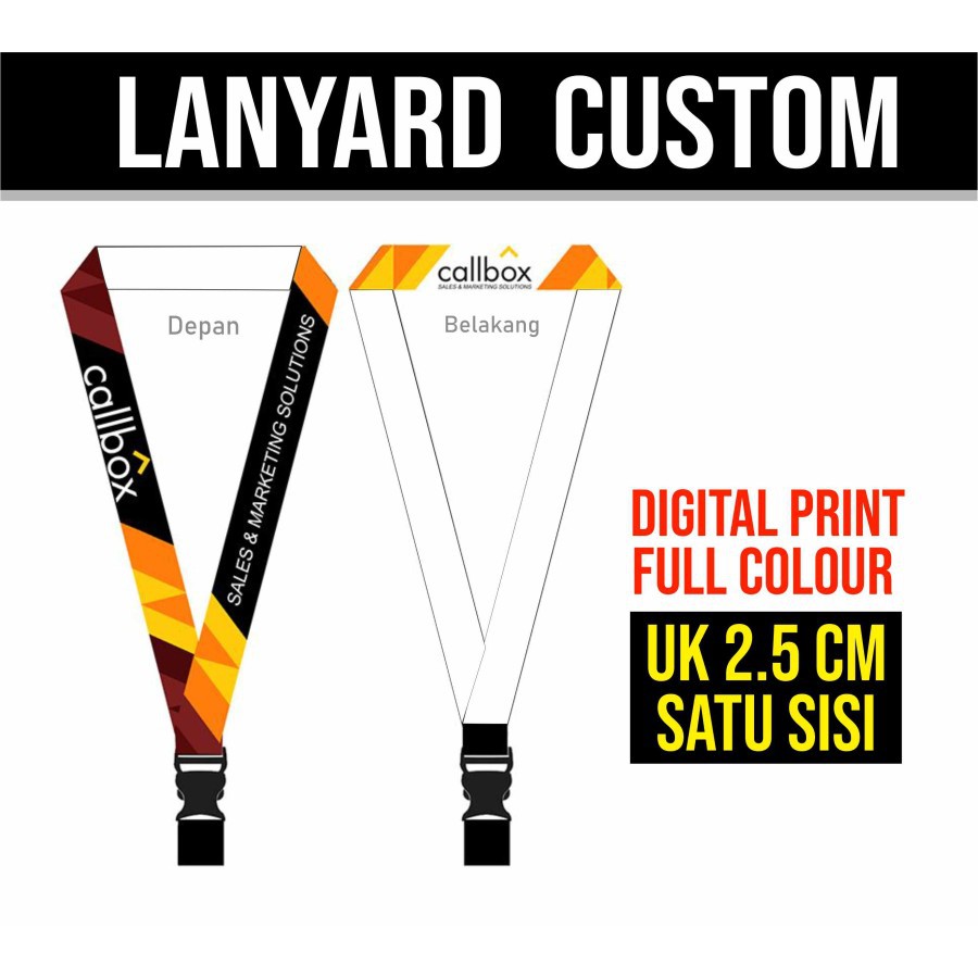 

LANYARD CUSTOM DIGITAL PRINT 1 Sisi Tali 2.5 cm / Gantungan