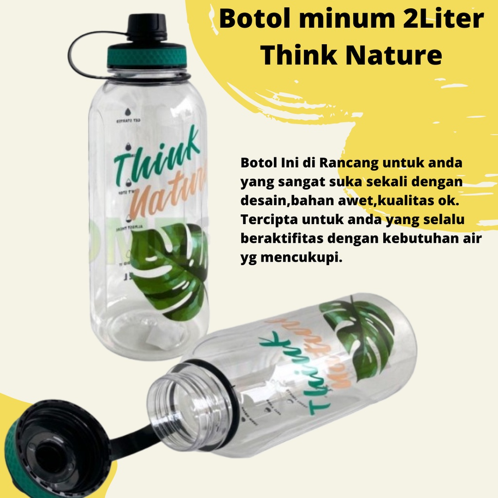 Botol Minum Olahraga Bahan Tebal Anti Pecah!! Botol minum 2Liter Nature Botol Minum Olahraga / Botol Minum Sport Besar