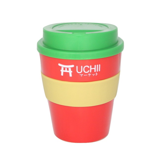UCHII reusable Coffee Cup Silicone Handle Lid Gelas Mug Kopi Green Red