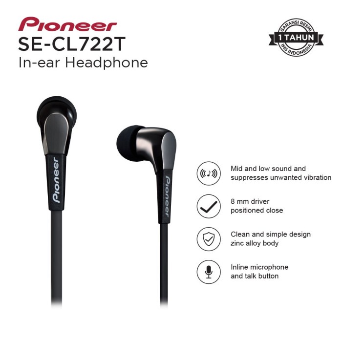 PIONERR SE CL 722T / SE CL722T / SECL722T Earphone With Mic Garansi Resmi