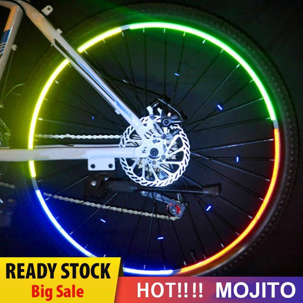 MOJITO 26 Inch Bicycle Reflector Fluorescent Cycling Wheel Rim Reflective Stickers Riding Gear