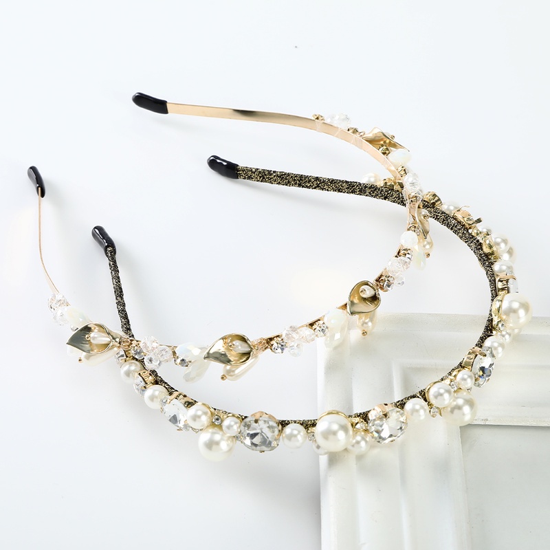 Korean Baroque Pearl Rhinestone Headband Fashion Temperament Diamond Hairband Women Hair Accessories