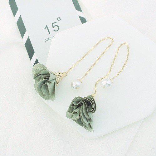 LRC Anting Tusuk Flower Shape Decorated Simple Long Chain Earrings Y5763X