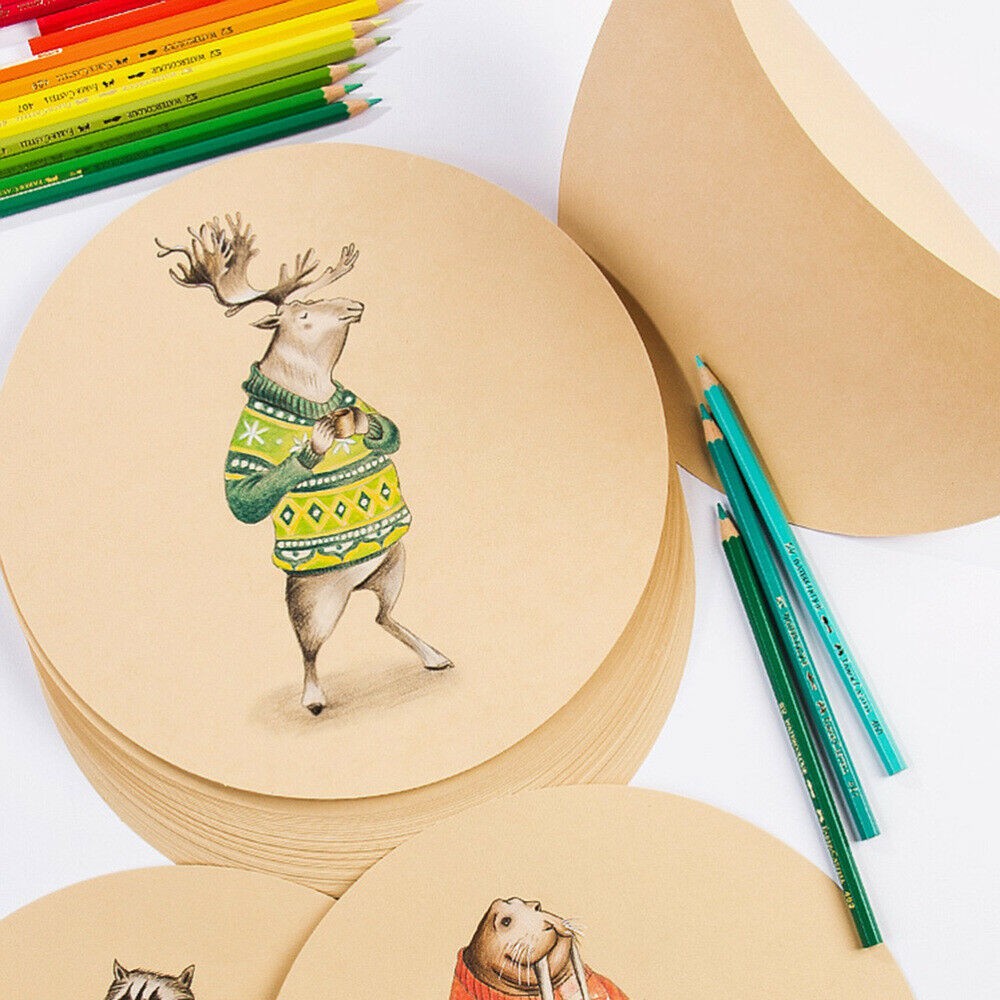 

Round Kraft Sketch Paper Thick Drawing Pads 33cm 10 sheets