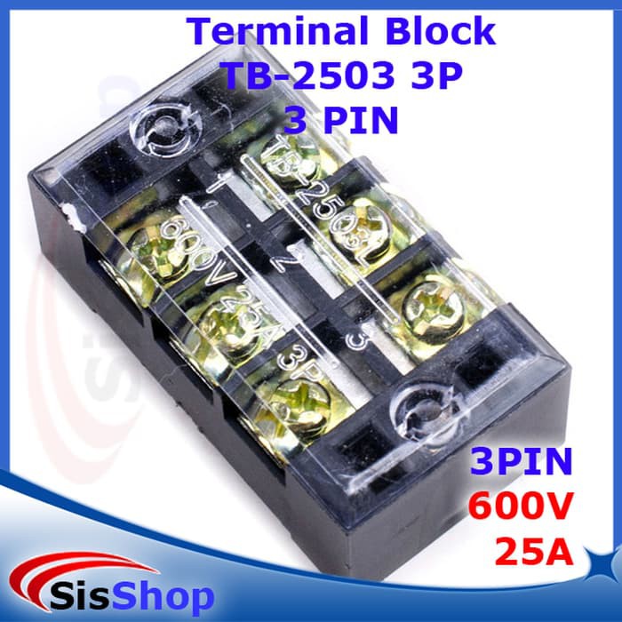 TB-2503 TERMINAL BLOCK BLOK 3 KABEL 3 PIN 3P SEKRUP 4MM TB2503 25A