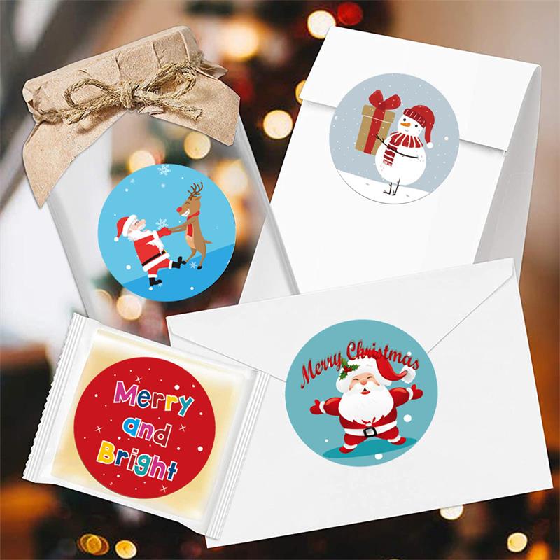 [500Pcs/Roll Merry Christmas Stickers] [Animals Snowman Trees Decorative Stickers] [Wrapping Gift Box Label Tags]