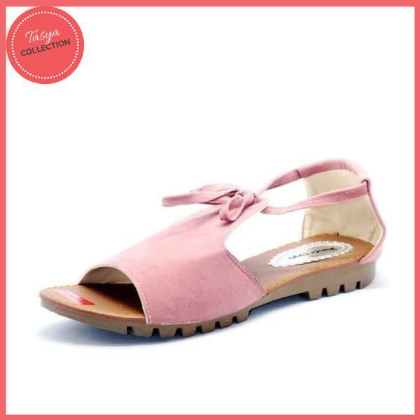 Flat shoes wanita airin suede tali 850 salem / sendal tali