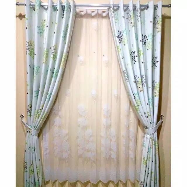 Gorden blackout polos doff bahan serat safron abstrak jendela minimalis pintu