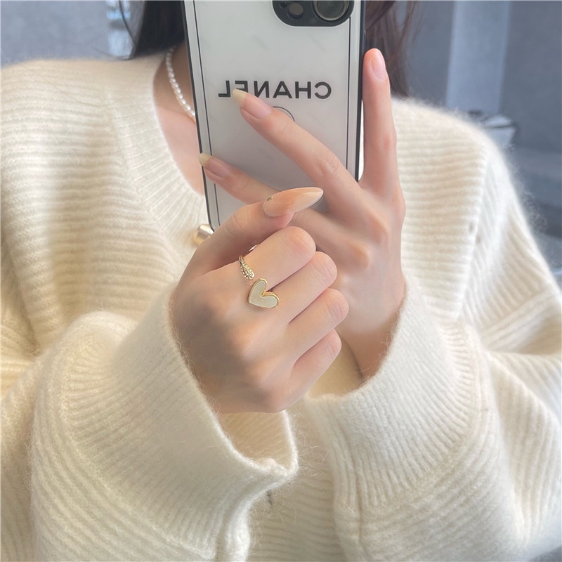 Cincin Jari Telunjuk Bahan Akrilik Hias Berlian Mikro Gaya Korea Untuk Wanita