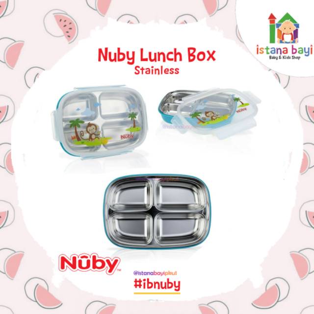 Nuby Stainless 4 compartments luncbox - Tempat Makan anak