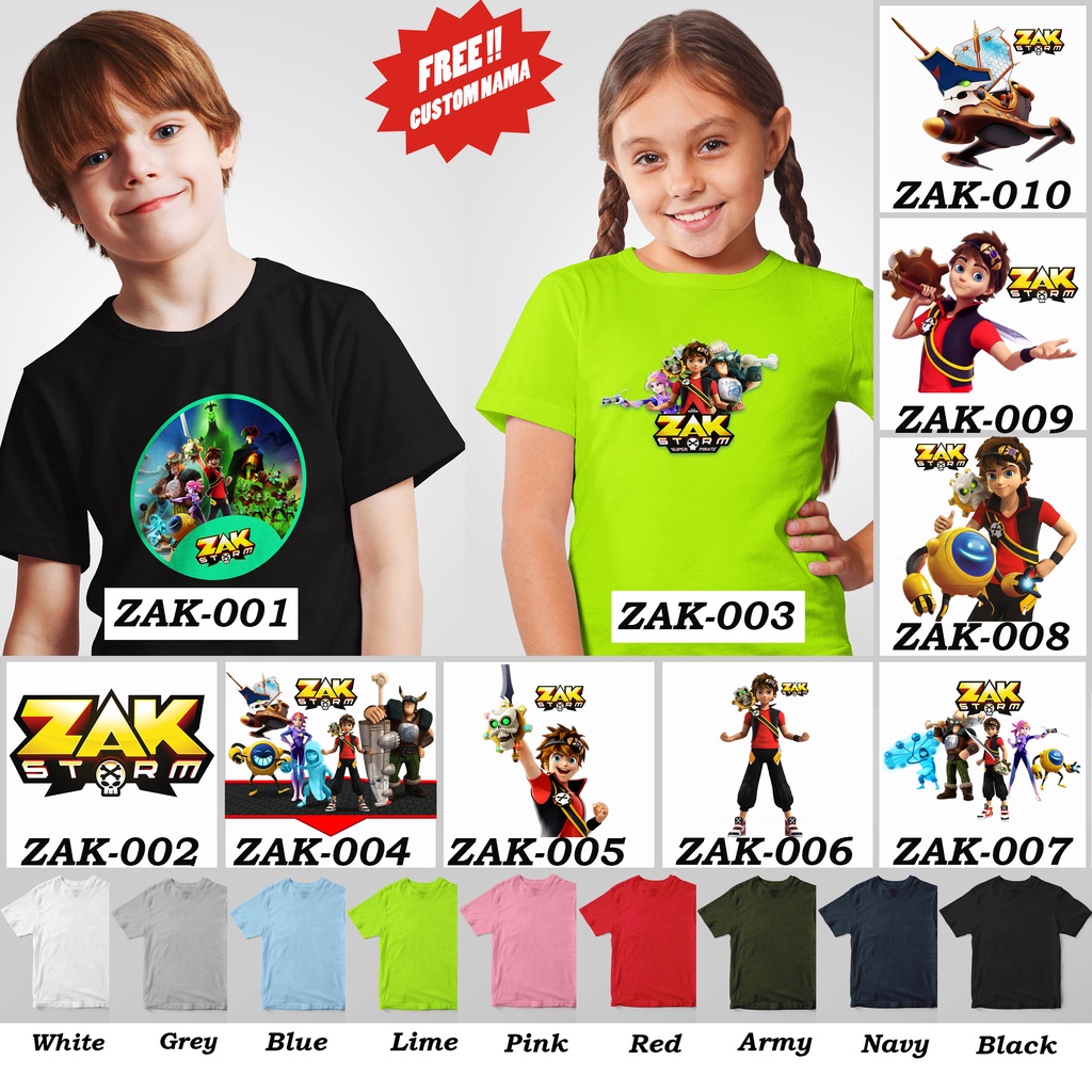 [FREE NAMA !!] Kaos Anak &amp; Family Zak Storm 100% COTTON PREMIUM