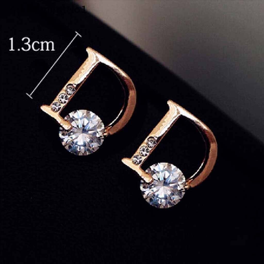 (AdornmentNo1) Anting Tusuk Bentuk Huruf D Warna Gold Untuk Wanita