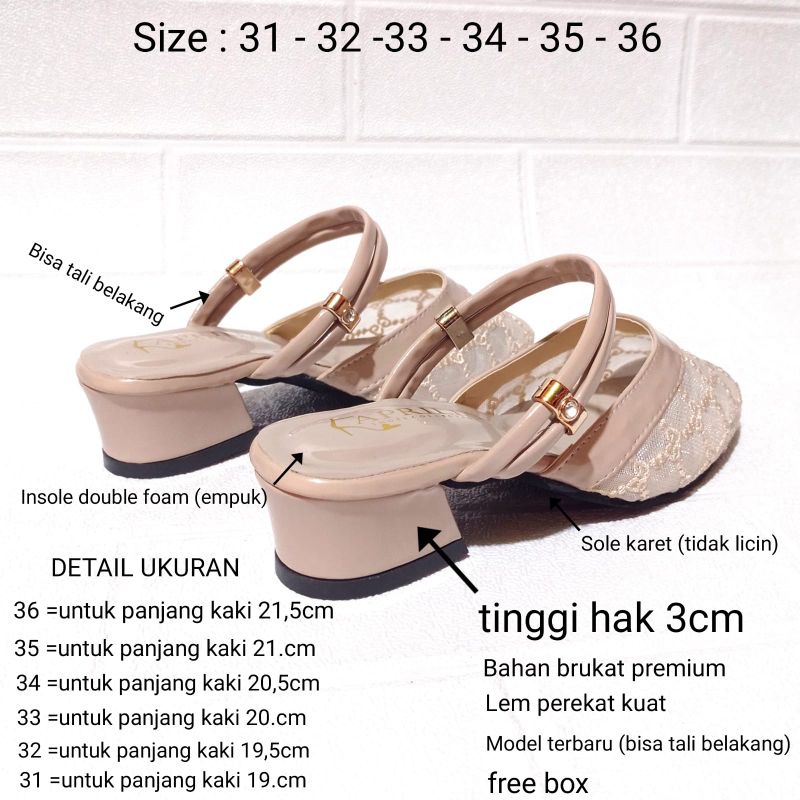 Sandal pesta anak perempuan hak tahu 3cm model terbaru kekinian/sendal brukat anak perempuan usia 6-12tahun bisa cod bayar di tempat/sepatu sandal pesta anak perempuan