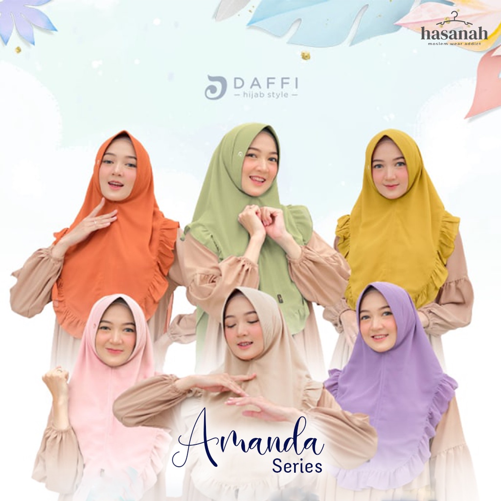 Daffi Hijab Khimar Syari Premium Amanda Series Jilbab Instan Ped Antem Bahan Cerutty Baby Doll