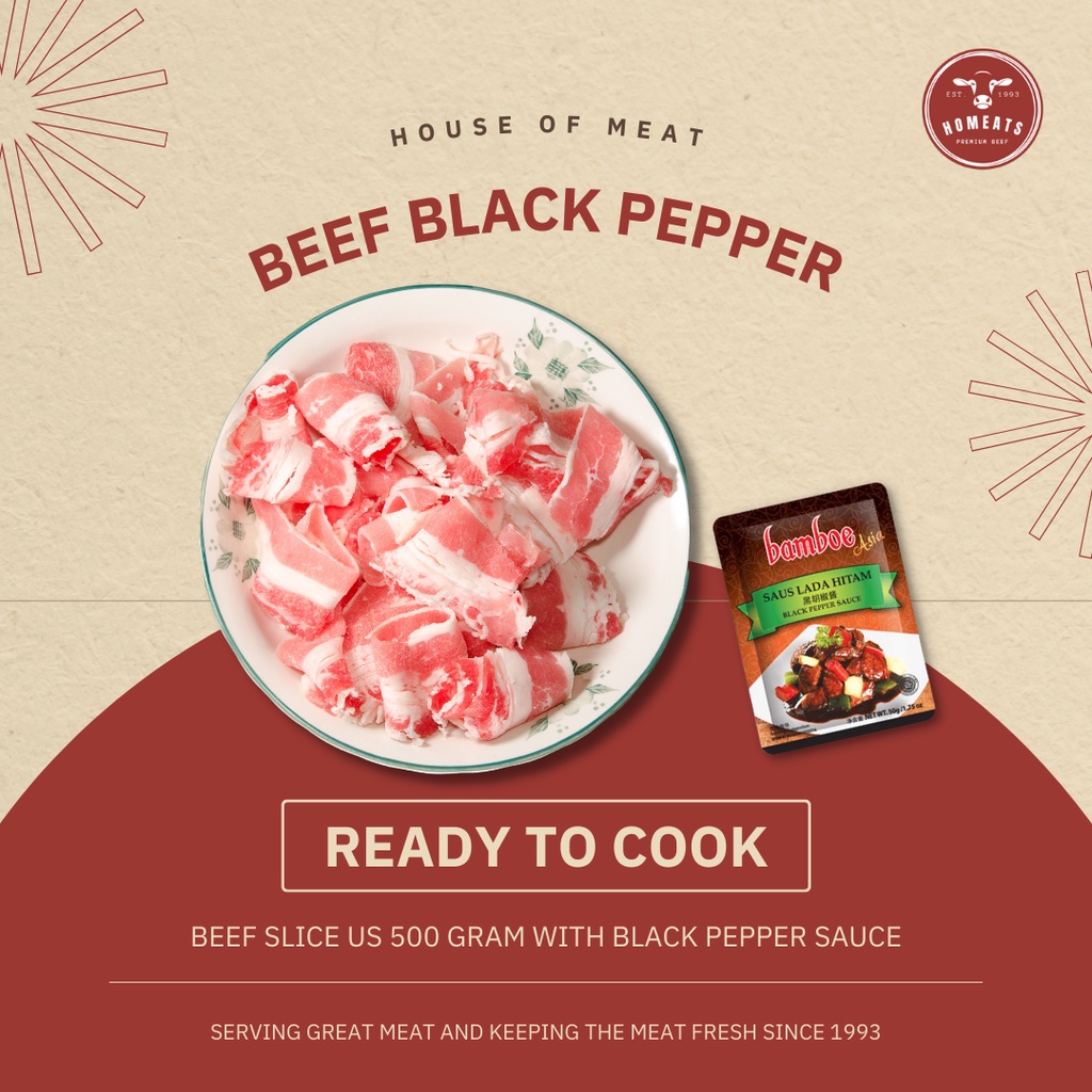 Jual (Paket + Bumbu Black Pepper) Daging Sapi Beef Slice Yoshinoya US
