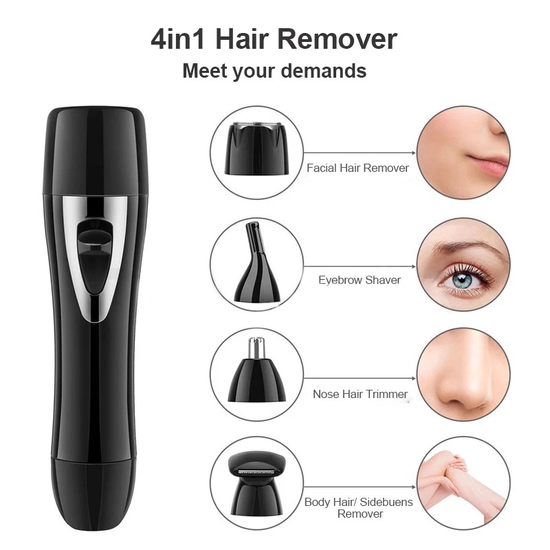 Alat Cukur 4in1 Alat Cukur Rambut Elektrik Pencukur Alis Alat Cukur Alis Pencukur Bulu Hidung Cukuran Epilator Tubuh Wajah Hair Remover Electric Nose Face Eyebrow Body Trimmer