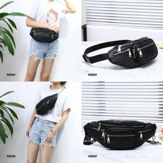 AS WAISTBAG UNISEX tas pinggang wanita kulit sintetis tas bahu GIGI BISA COD