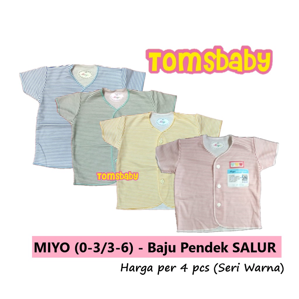 MIYO 4pcs Baju Tangan Pendek SALUR (0-3bln / 3-6bln)