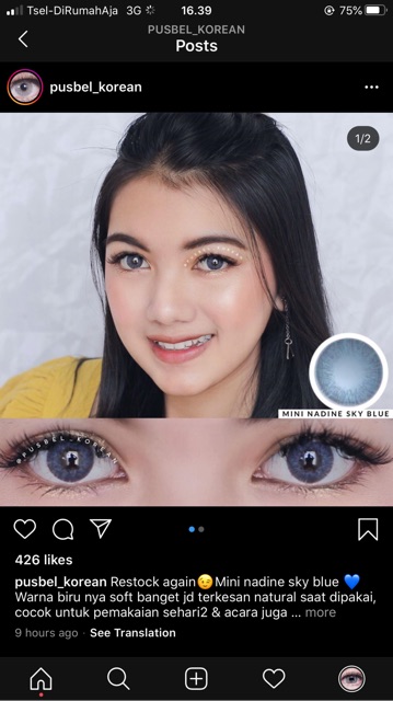 Mini nadine almond pistachio &amp; sky blue softlens original korea