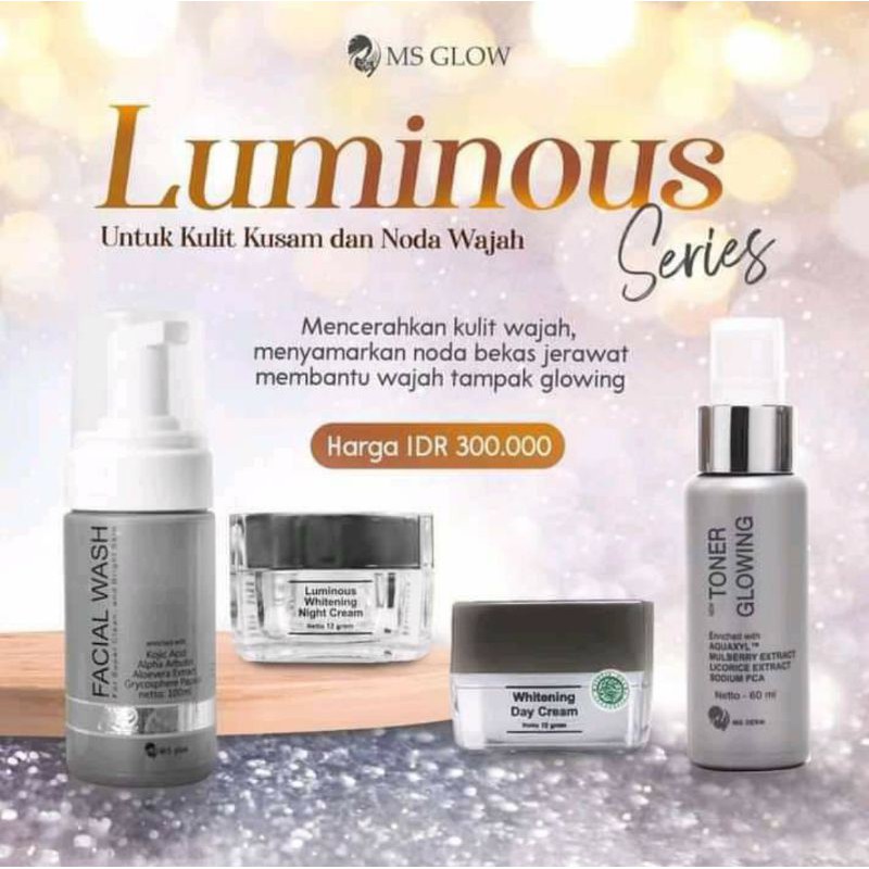 Skincare Paket Wajah Luminous Ms Glow Original Tangerang free gift Member resmi ber ID card