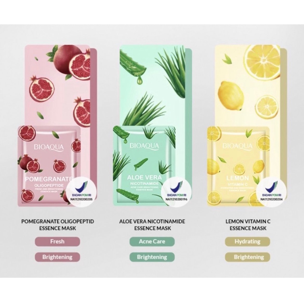 BIOAQUA SHEET MASK - BIO AQUA ESSENCE MASK BPOM 25G - ALL VARIAN - lemon