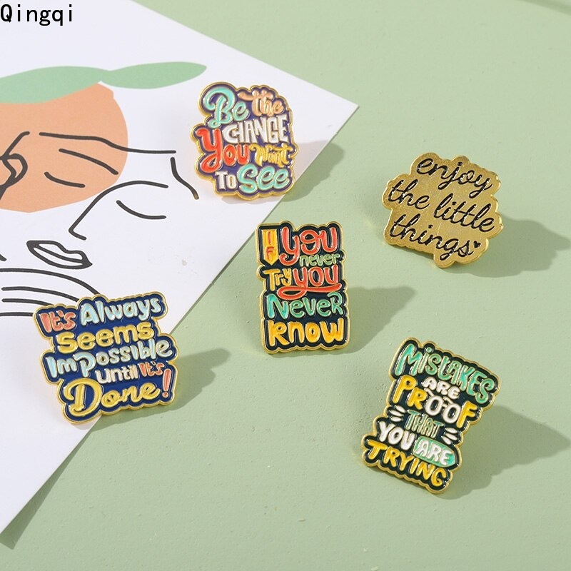 Bros Pin Enamel Desain Kartun Quote You Never Try You Never Know Bahan Metal Untuk Hadiah Anak