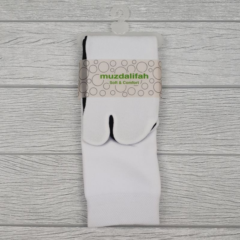 Kaos Kaki Wanita 2 Jari Muzdalifah Panjang Jempol Polos Soft & Comfort Dewasa Dua Jari Telapak Cewek Perempuan Muslimah Sekelas Soka Musdalifah Warna Hitam Putih Coklat-Putih Telapak Hitam
