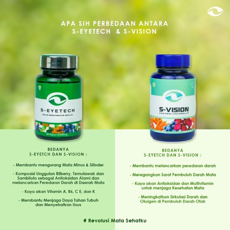 S-VISION + S-EYETECH Smart vision + Smart eyetech obat mata minus dan silinder ampuh original bpom