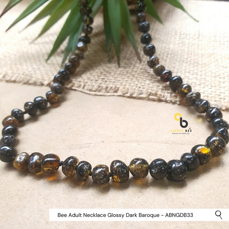 Kalung Amber Dewasa Premium Glossy Dark Baroque ABNGDB33 by Amber Bee