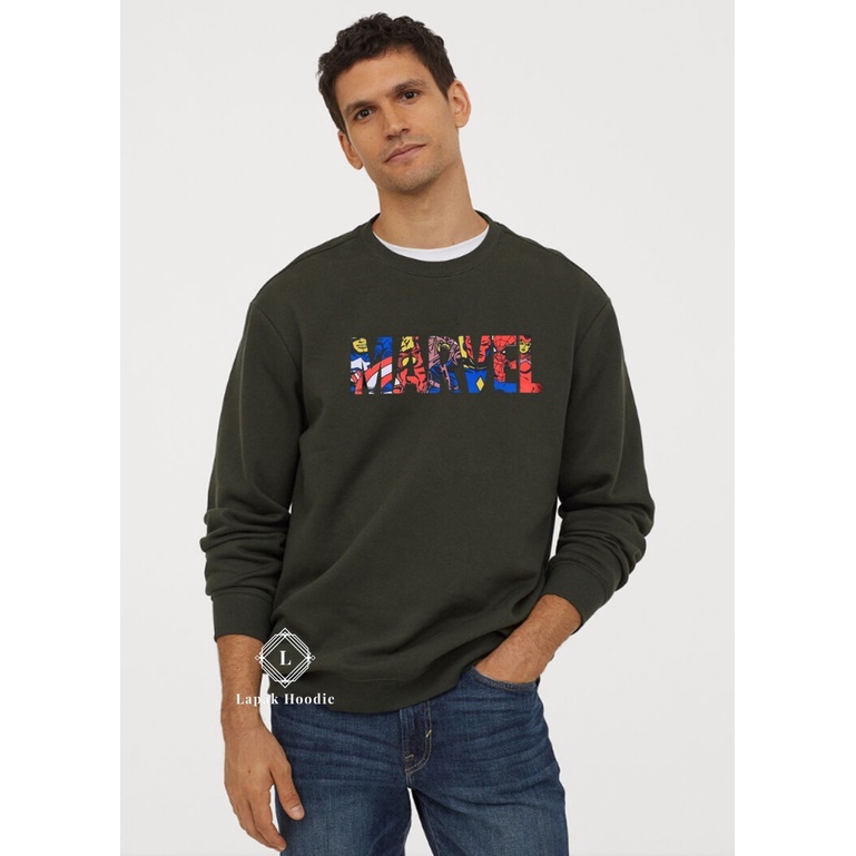 sasuke.id - Crewneck Sweater Distro Casual NASA MARVEL H&amp;M / switer pria dewasa terbaru 2021 keren distro Sweater Pria MARVEL/ Hoodie NASA MARVEL/ jaket pria distro MARVEL HnM