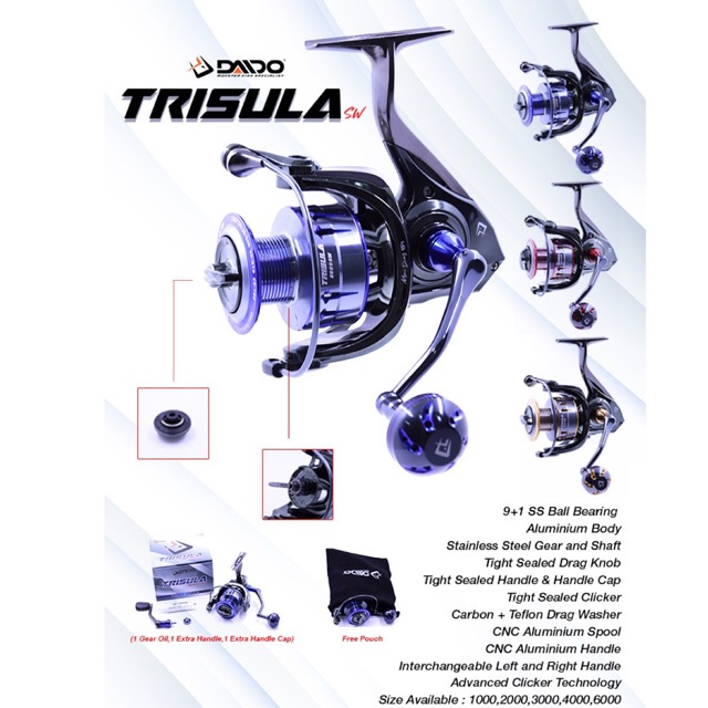 REEL PANCING DAIDO TRISULA SPIN SW UKURAN 1000 2000 3000 4000 6000 SALTWATER