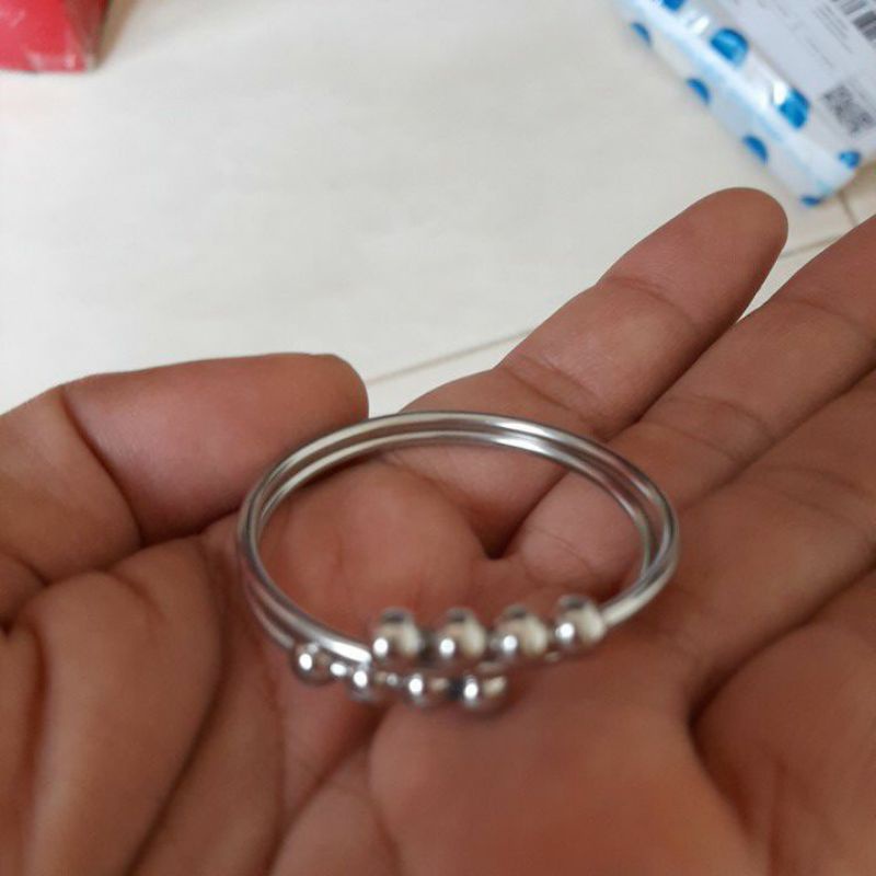 gelang bayi 0-3 tahun monel baja putih anti karat selamanya model bola 4