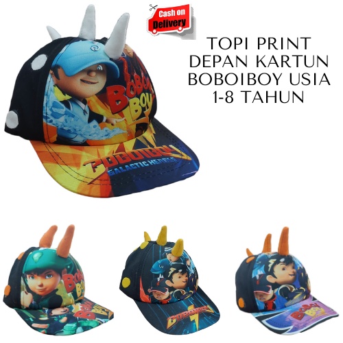 Topi Anak / Balita Print Depan Karakter Kartun Boboiboy Laki Perempuan Usia 1-8 Tahun