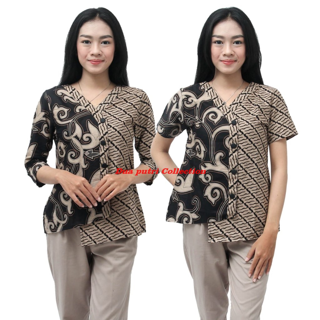  Batik  Wanita Modern atasan Blouse Putri Kembar Coklat  Muda  