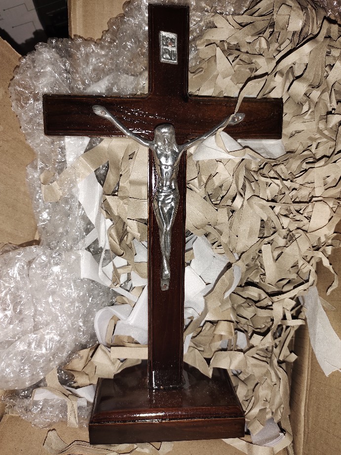 Salib Meja Kayu Aluminium - Salib Katolik