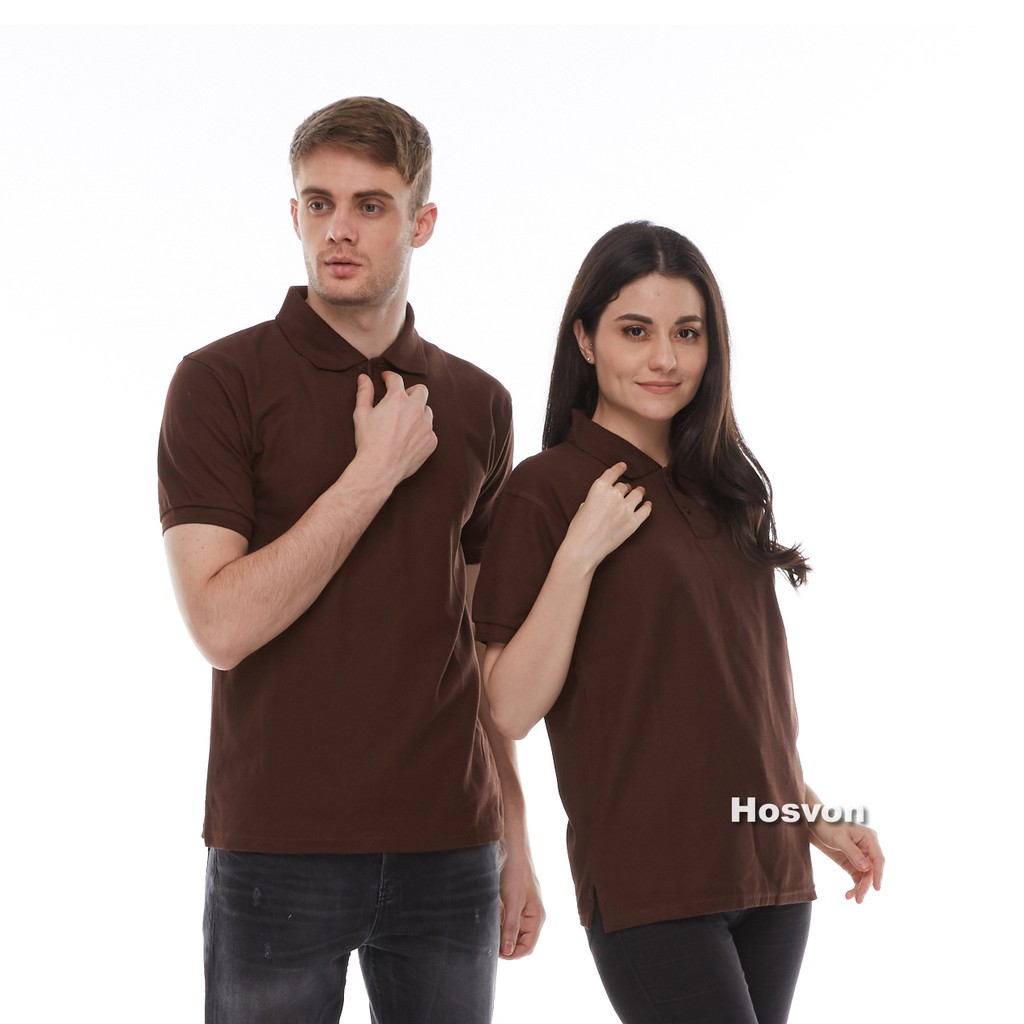 COKLAT TUA Hosvon Kaos Kerah Wangki COTTON 100% Size S-XXL ( PRIA &amp; WANITA )