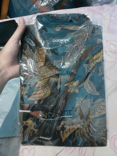 Kemeja Batik Pria Lengan Panjang Bl76 Katun Motif Modern Dixmont Semi Slimfit