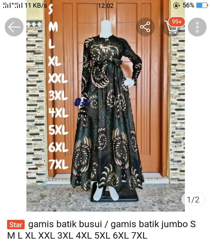 Gamis Batik S M L Xl Xxl 3xl 4xl 5xl 6xl 7xl