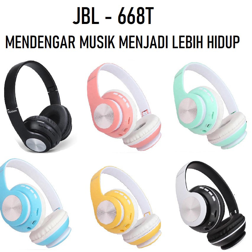 Bluetooth JBL 66BT - Headphone Macaron Aneka Warna Extra BASS